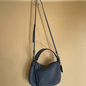 COACH CROSSBODY IN POLISHED PEBBLE BLUE LEATHER, New with Tags